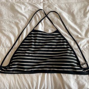 Stripped Crisscross back swim top